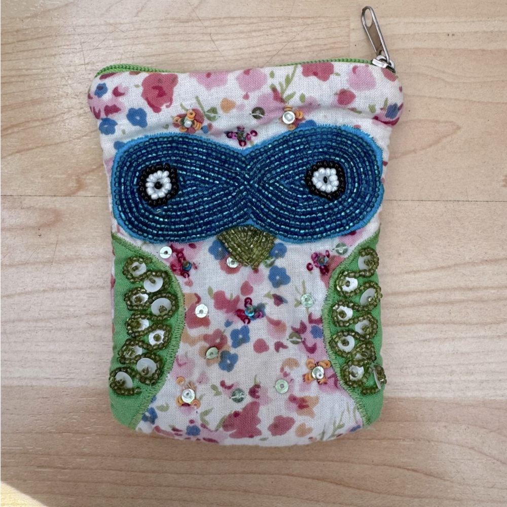Pier 1 Imports Beaded Owl Coin Purse